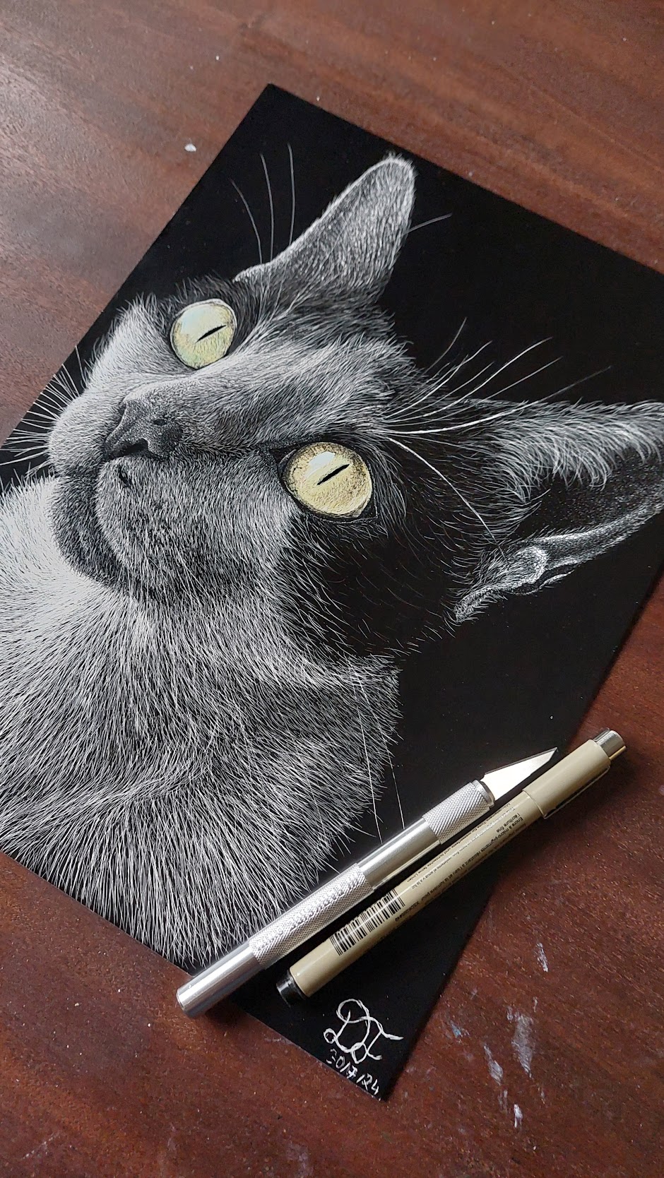 art gallery artist pet realist portrait scratchboard bestfriendforever furry paint print popart artwork realistportrait blackandwhite bff gift cat cats eyes